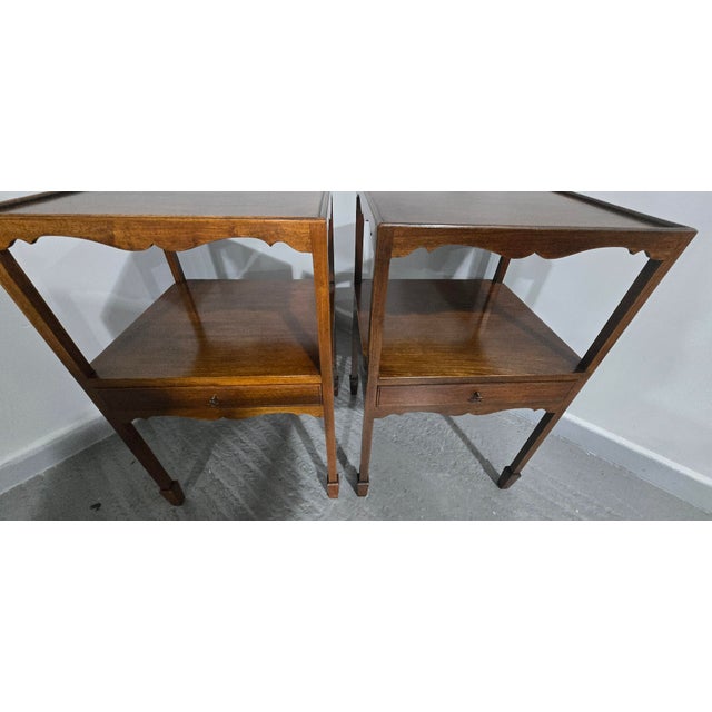 Brown Georgian Mahogany Bedside Lamp Tables, 1920, Set of 2 For Sale - Image 8 of 11