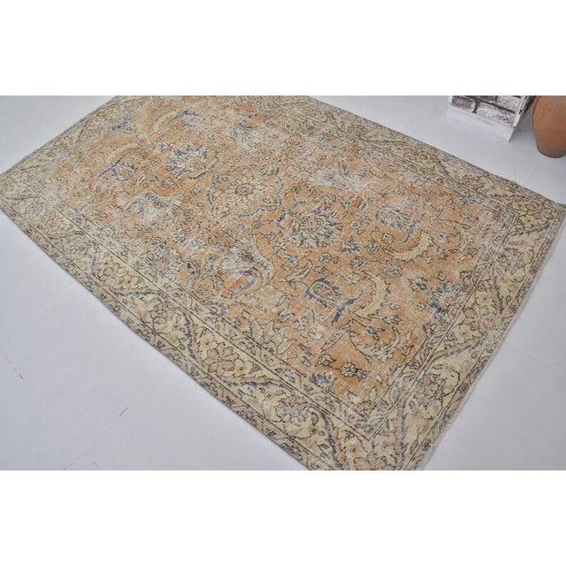 Handmade wool carpet in Turkish Anatolia , Vintage Oushak Rug,Turkish Vintage Anatolian Rug, Handmade wool Rug . One Of...