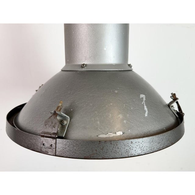 Industrial Grey Hammer Paint Pendant Lamp from Elektrosvit, 1960s For Sale - Image 4 of 18