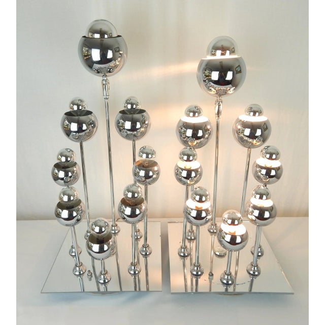 Metal 1960s Cascading Chrome Eyeball Table Lamps - a Pair For Sale - Image 7 of 12