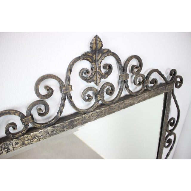 1940s Mid-Century Ornamental Forged Metal Mirror from Moko Praha, Former Czechoslovakia, 1940s For Sale - Image 5 of 16