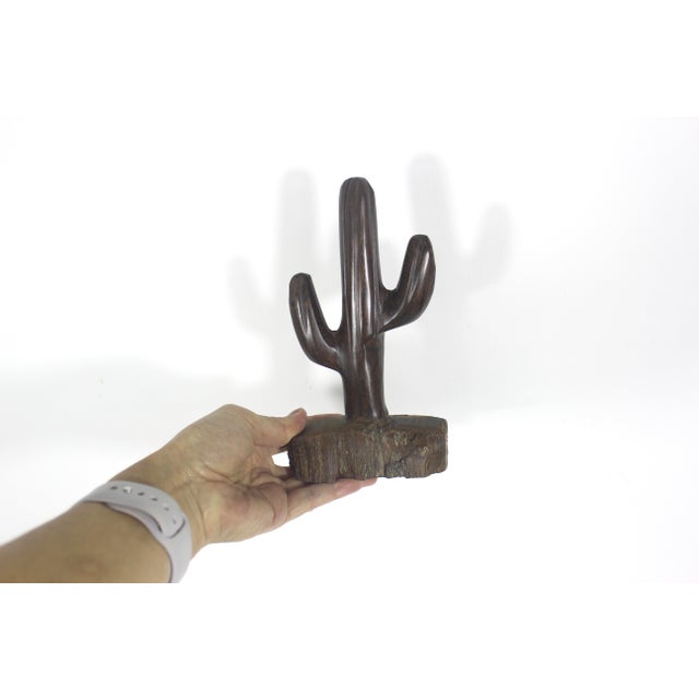 1970s Vintage Ironwood Saguaro Cactus Sculpture For Sale - Image 5 of 9