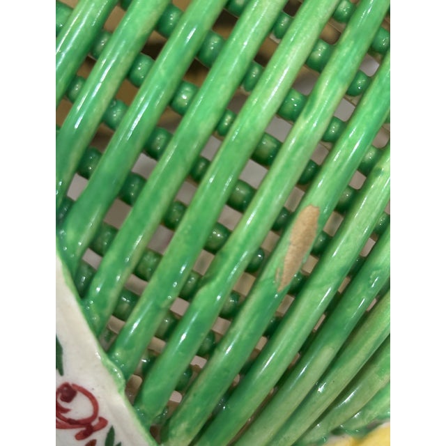 Large Scale Vintage Italian Majolica Openwork Bowl / Basket Centerpiece For Sale - Image 13 of 15
