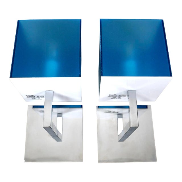 1990’s Postmodern Italian Fontana Arte Chrome & Lucite Sconces - A Pair For Sale