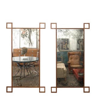 Contemporary Rouille Tall French Industrial Mirrors - a Pair (Production for Mid-Aug) For Sale