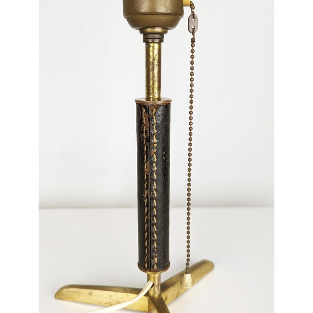 Mid-Century Modern Brass & Leather Table Lamp, 1950s For Sale - Image 6 of 11