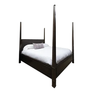 King Poster Bed With Upholstered Headboard by Lillian August for Hickory White