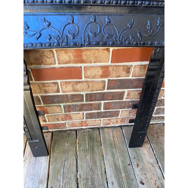 Metal Antique Cast Iron Fleur De Lis Fireplace Surround For Sale - Image 7 of 15
