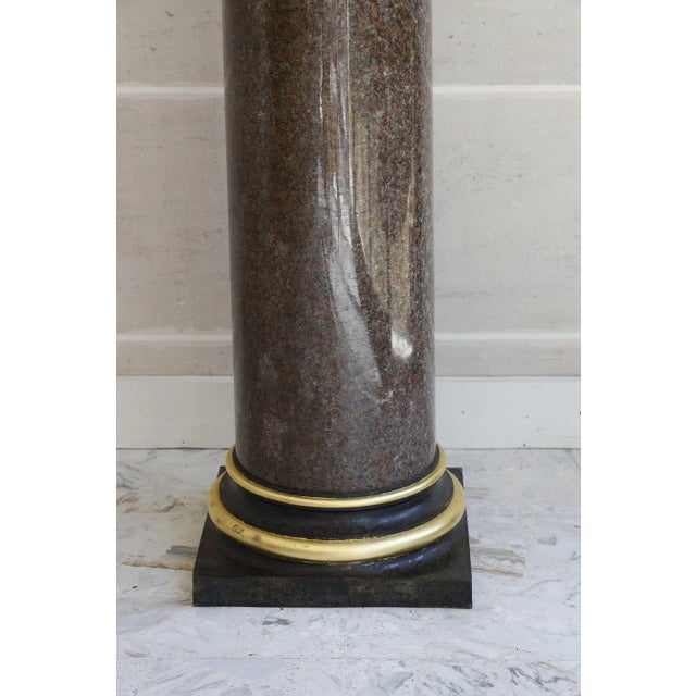 Large Neoclassical Red Granite and Gilt Bronze Column, 1950s For Sale - Image 11 of 12