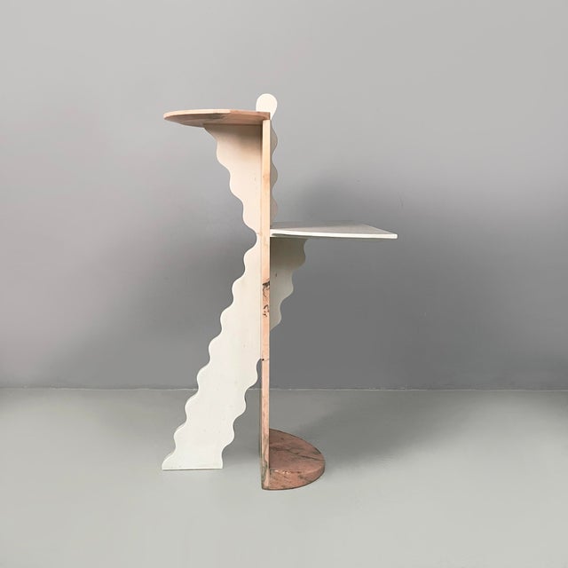 Italian Modern Display Stand in White and Pink Marble, 1970s For Sale - Image 3 of 18