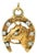 Vintage 14k Gold Diamond Horse Head and Horseshoe Pendant For Sale