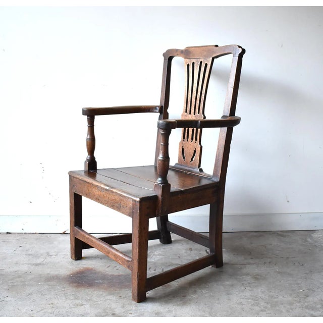 Chippendale 18th-Century Georgian Chippendale Oak Armchair For Sale - Image 3 of 13