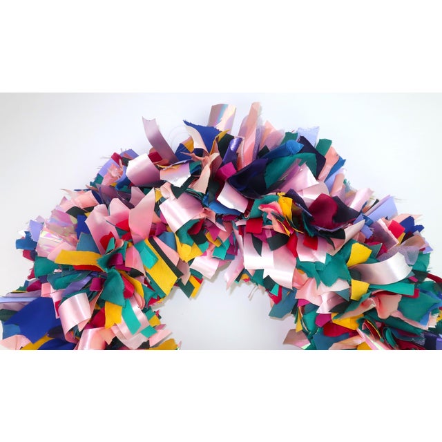 Mid-Century Modern Ribbon Christmas Holiday Wreath, 1980's For Sale - Image 3 of 10