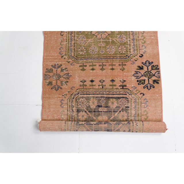 Faded Terracotta & Sage Vintage Rug For Sale - Image 4 of 10