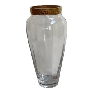 Vintage 1970s Lenox "Autumn" Collection 10" High Crystal Vase Handblown With 24k Gold Encrusted Band For Sale