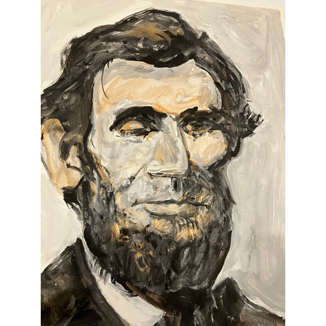 Contemporary Original E.J.Hartmann Abraham Lincoln Portrait Painting Signed For Sale - Image 4 of 5