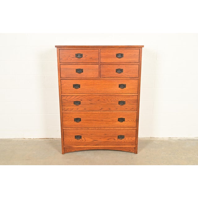 Mission Thomasville Mission Oak Arts & Crafts Highboy Dresser For Sale - Image 3 of 16