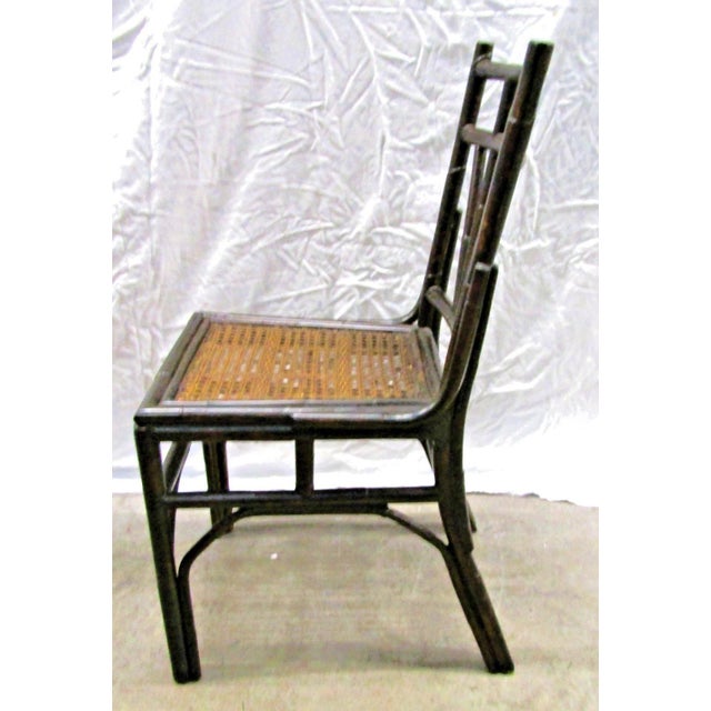 1950s Burnt Bamboo Cane Seat Dining Chairs- Set of 4 For Sale - Image 15 of 18