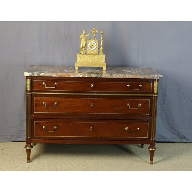 Louis XVI Tan Commode with Marble Top For Sale - Image 3 of 12