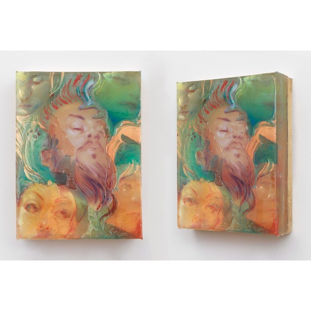 Contemporary American Dream by Marc Scheff | Acrylic and resin artwork featuring layered human faces For Sale - Image 3 of 3