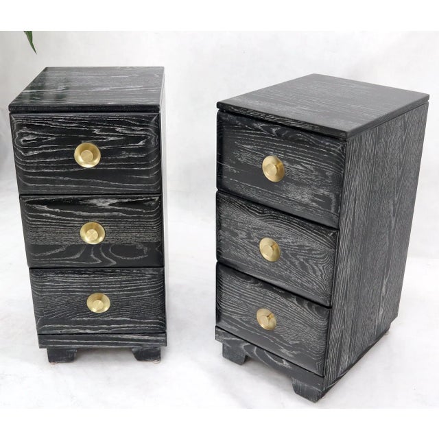 Pair of Three-Drawer Ceruised Oak Nightstands End Tables For Sale - Image 9 of 13