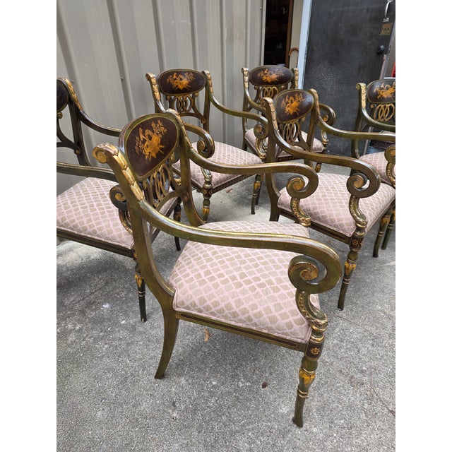 Set of Eight Rare Regency Style Dining Room Chairs For Sale - Image 12 of 12