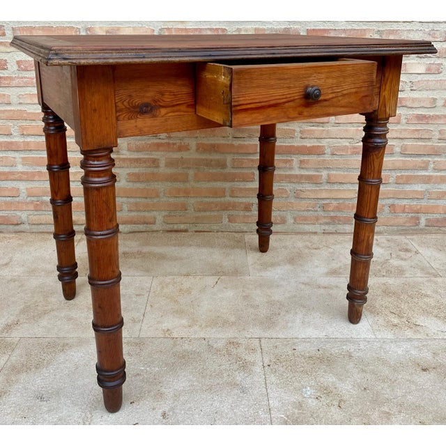 Early 20th Century French Oak Worktable with One Drawer, 1920s For Sale - Image 16 of 18