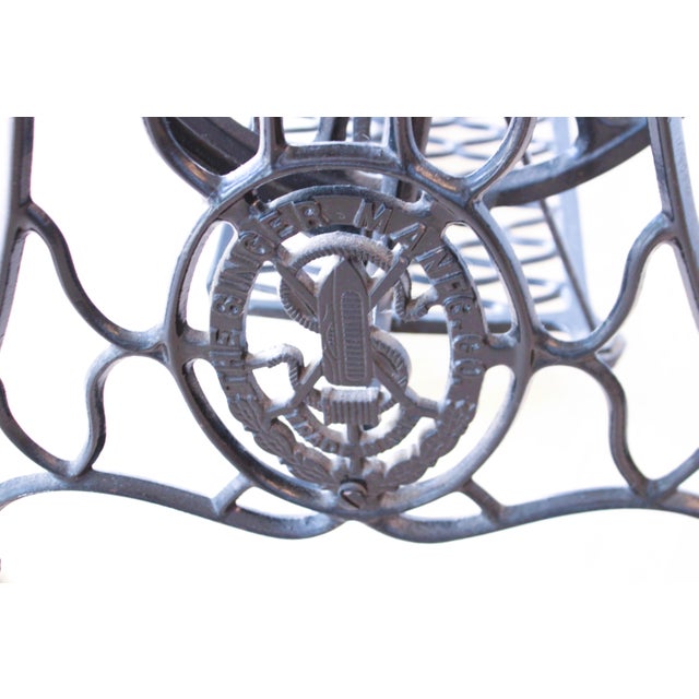 Black Early 20th C. Carrera Marble & Singer Sewing Machine Console For Sale - Image 8 of 8
