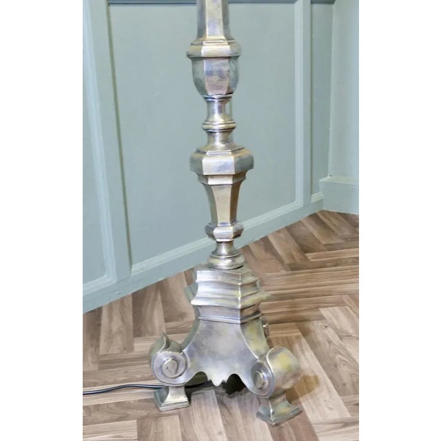 Silver-Plated Floor Lamp, 1900s For Sale - Image 4 of 11