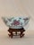 Late 20th Century Vintage Famille Rose Chinese Porcelain Bowl With Peonies and Butterflies on Hand-Carved Stand For Sale - Image 12 of 13