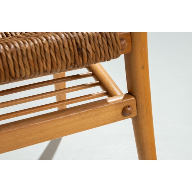 Oak Dining Chairs with Papercord Seats, 1970s, Set of 4 For Sale - Image 10 of 11
