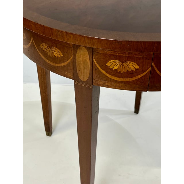 Late 20th Century Baker Furniture Federal Style Mahogany Drum Table With Candle Slides For Sale - Image 10 of 15