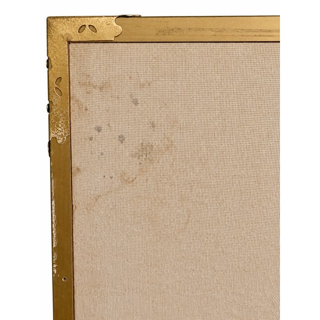 1970s Signed Asian Four-Panel Painted Landscape Folding Screen With Cranes and Pine Trees For Sale - Image 12 of 18