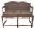 Mid 20th Century French Country Petite Walnut Ladder Back Settee Bench W/ Brown Faux Suede Cushions For Sale