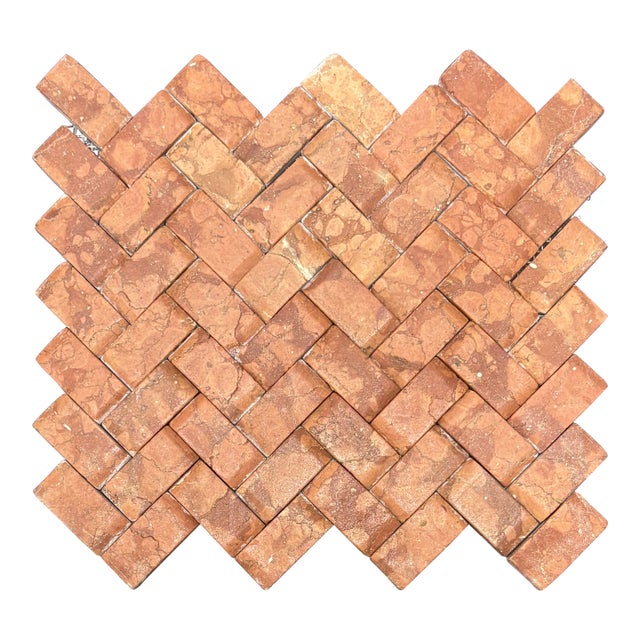 Rosso Verona Marble Honed 1" X 2" Herringbone Mosaic For Sale