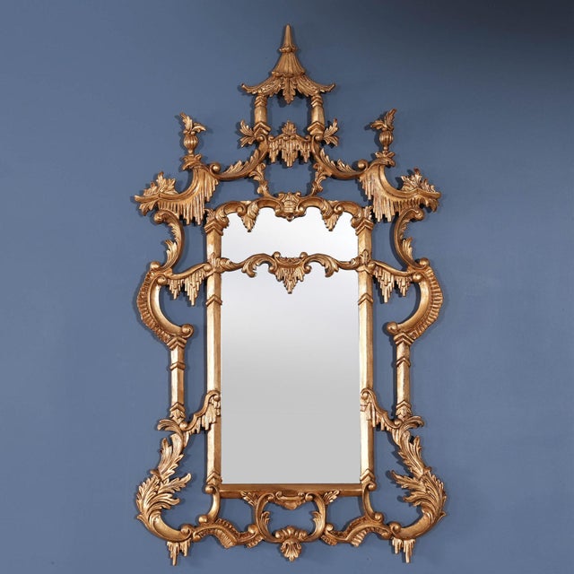 Chinese Chinese Chippendale Gold Leaf Mirror For Sale - Image 3 of 10