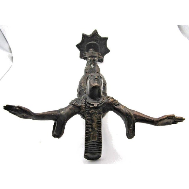 Matched Pair of Vintage Boho Patinated Bronze Acrobat Candle Holders For Sale - Image 15 of 16