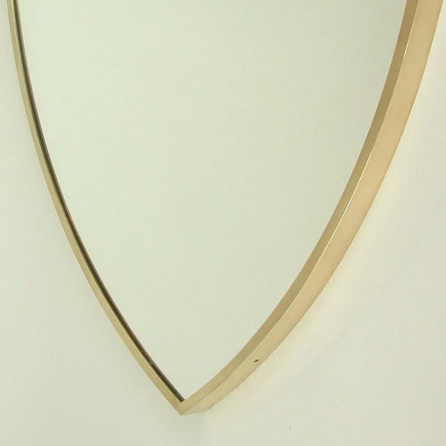 Mid-Century Brass Shield-Shaped Wall Mirror, Italy, 1950s For Sale - Image 6 of 11