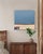 "Silent Place (Blue)" vintage minimalist abstract oil on canvas by Arizona artist Gloria Gaddis, c. 2002. Signed on lower...