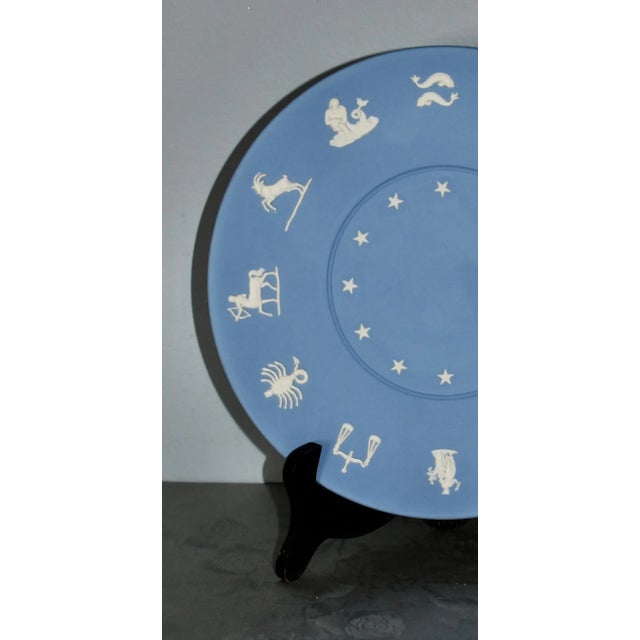 Wedgwood Vintage Wedgwood Blue Jasperware Zodiac 12 Symbols Plate 1970s 9.5”w For Sale - Image 4 of 10