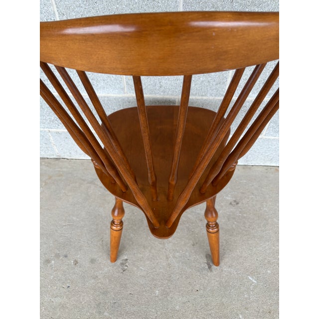 Ethan Allen Nutmeg Maple Windsor Brace Back Side Chairs - Set of 4 For Sale - Image 9 of 12