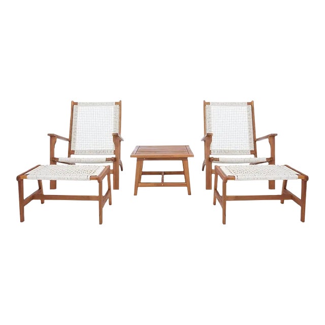 Chantelle 5 Piece Living Set - Natural/White For Sale