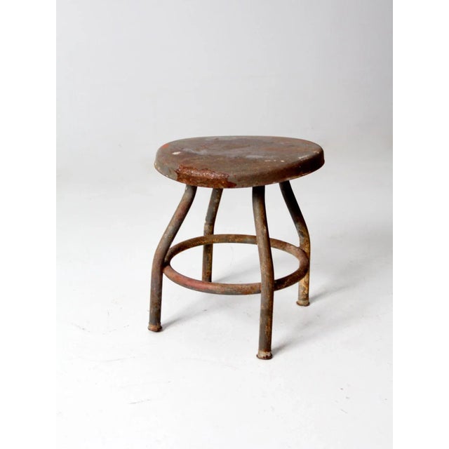 Vintage Industrial Metal Stool For Sale - Image 4 of 9