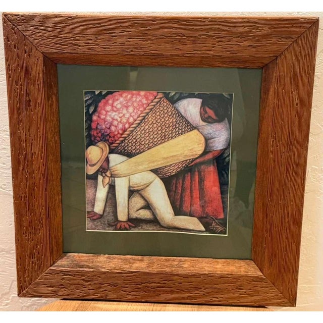 Vintage Mexican Diego Rivera Prints Custom Reclaimed Wood Framed - Set of 4 For Sale - Image 4 of 6