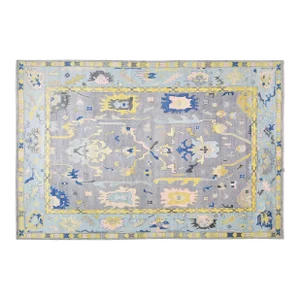 1990s Oushak Hand Knotted Fine Rug With Soft Texture,11'9"X17'9"