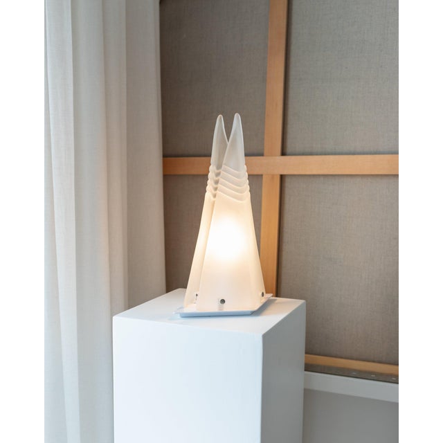 Murano Pyramid Table Lamp in Frosted Glass, Italy, 1970s For Sale - Image 6 of 11