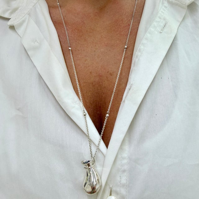 Vintage Tiffany & Co. Elsa Peretti Sterling Silver Buttle Jug Pendant Necklace For Sale - Image 9 of 9