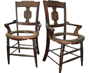 19th-C. Wood Armchairs - a Pair