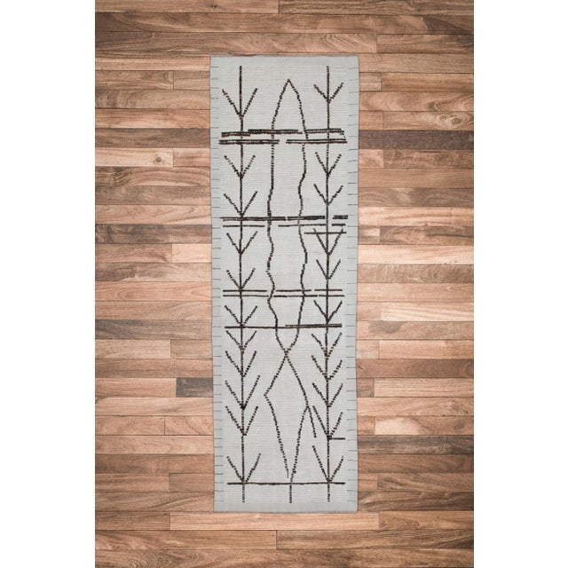 Brown & Beige 21st Century Modern Moroccan Style Wool Runner 2'8" X 8'2" For Sale In Houston - Image 6 of 6