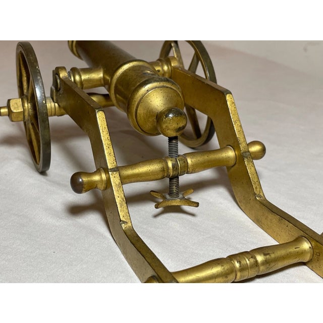 Rare Antique Early 20th Century Gilt Brass Machinist Mini Scale Cannon Model For Sale - Image 13 of 13